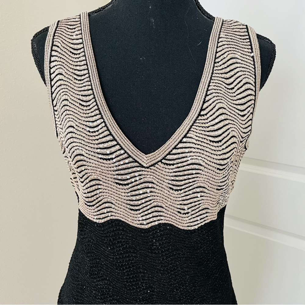 St. John Knit V-Neck Sequin Tank Dress - Picture 3 of 12